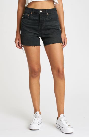 Shop Daze Bottom Line Ripped High Waist Denim Cutoff Shorts In Inked