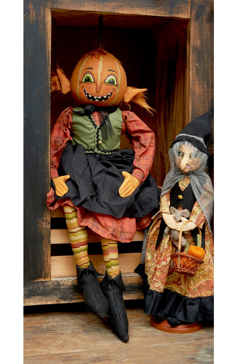 Gallerie II Georgette Pumpkin Girl Joe Spencer Gathered Traditions Halloween Art Doll Figure, Alternate, color, Orange
