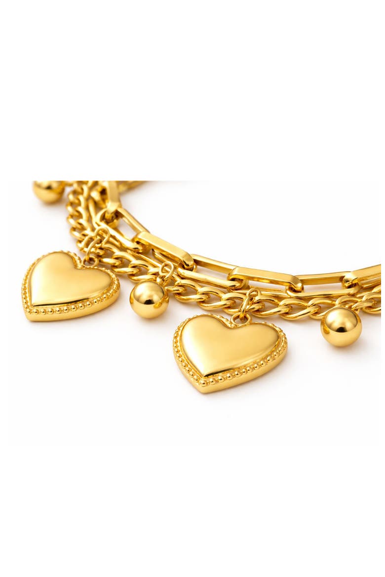 Heart Charm Layered Bracelet, Alternate, color, GOLD
