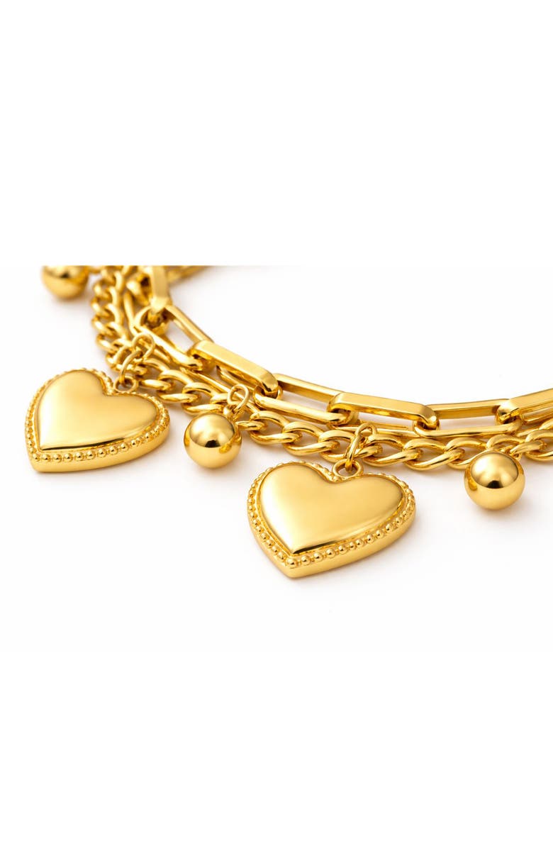 REBL Heart Charm Layered Bracelet, Alternate, color, Gold