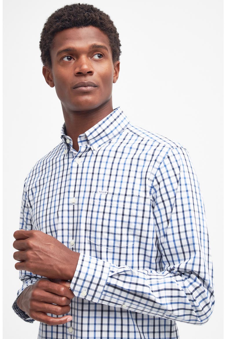 Eldon Tailored Fit Gingham Button-Down Shirt, Alternate, color, INDIGO