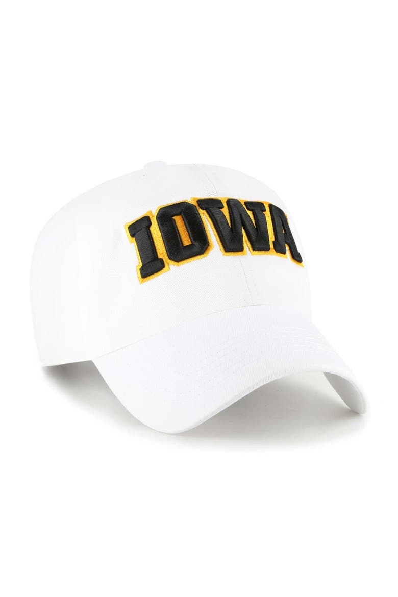 Men's '47 White Iowa Hawkeyes Clean Up Adjustable Hat, Alternate, color, White