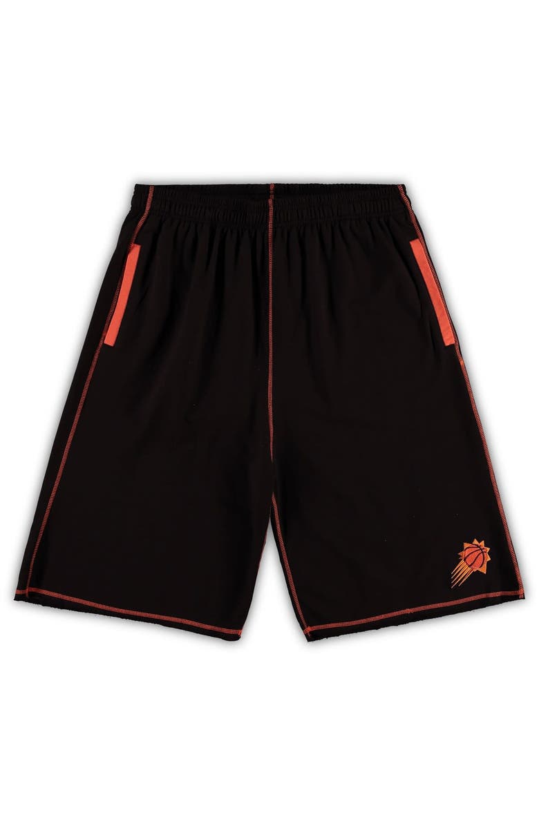 PROFILE Men's Black/Orange Phoenix Suns Big & Tall Contrast Stitch Knit Shorts, Main, color, Black