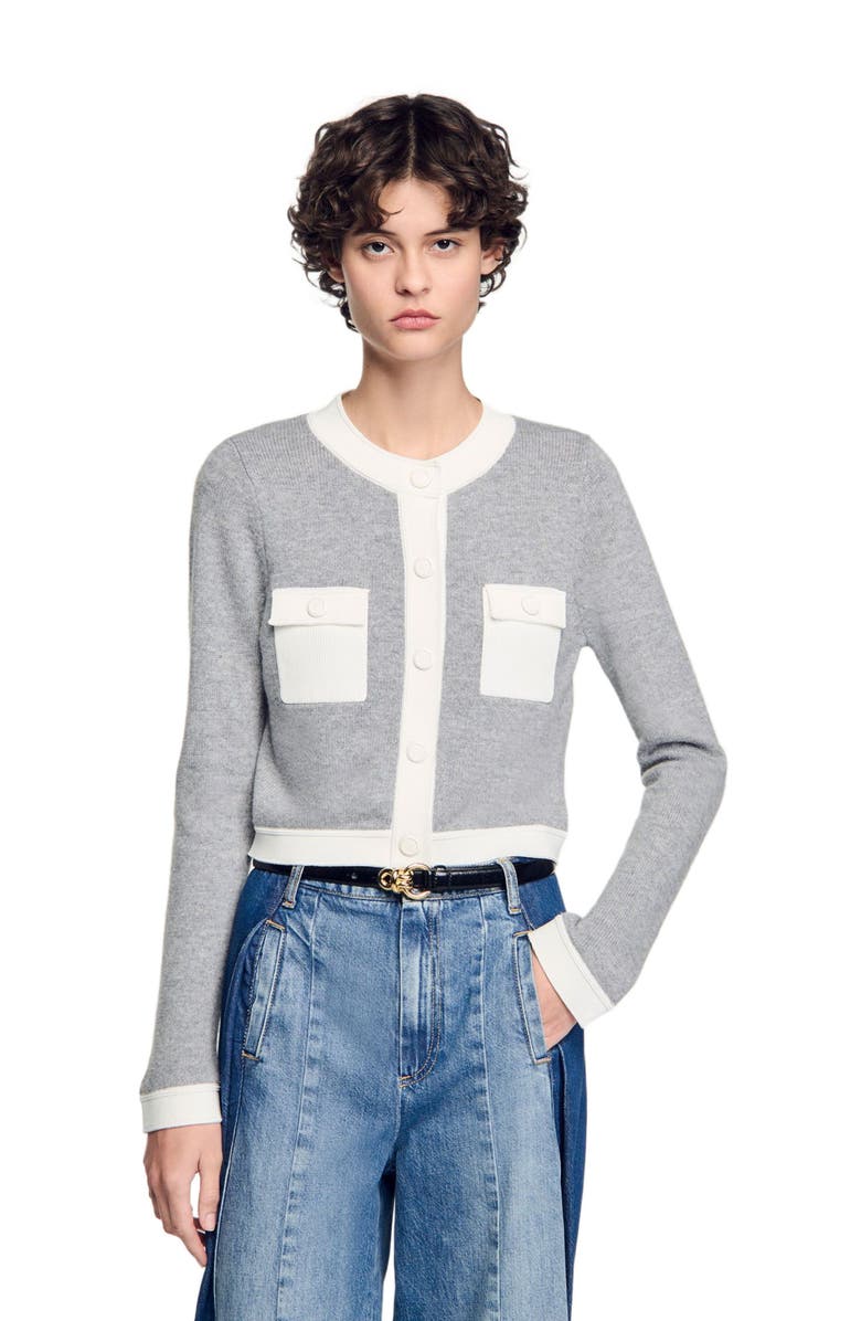SANDRO Two-tone cardigan, Alternate, color, 