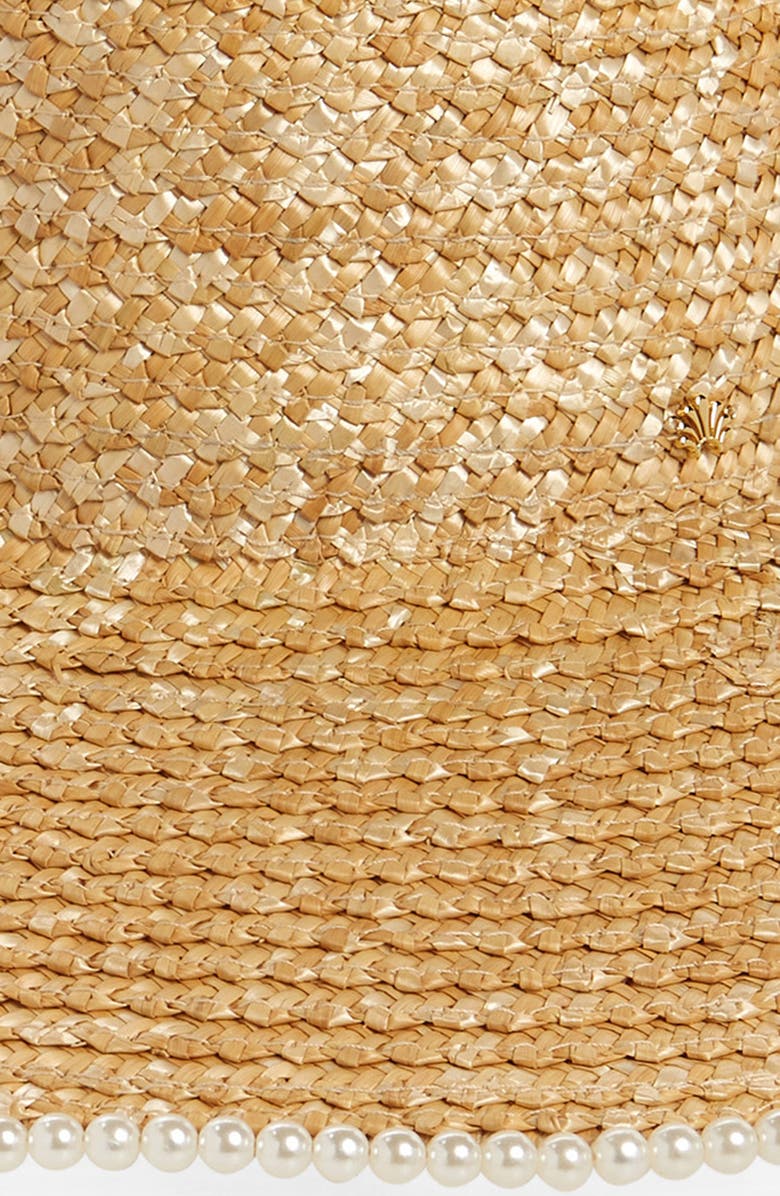 Lele Sadoughi Imitation Pearl Straw Hat, Alternate, color, Natural