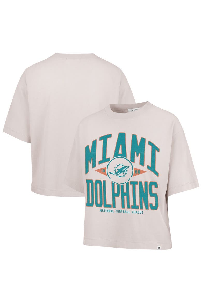 Women's '47 Natural Miami Dolphins Cropped Windthrow Ravine T-Shirt, Main, color, Natural