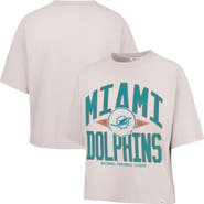 '47 Women's '47 Natural Miami Dolphins Cropped Windthrow Ravine T-Shirt