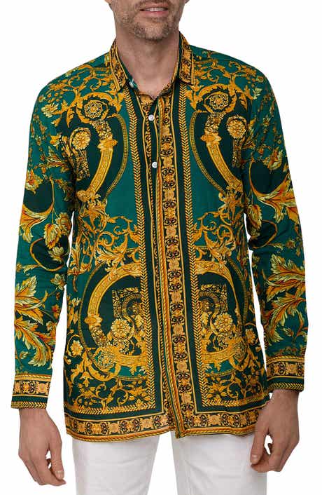 RANEES Extra Trim Fit Print Linen & Cotton Button-Up Resort Shirt
