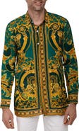 RANEES Extra Trim Fit Print Linen & Cotton Button-Up Resort Shirt
