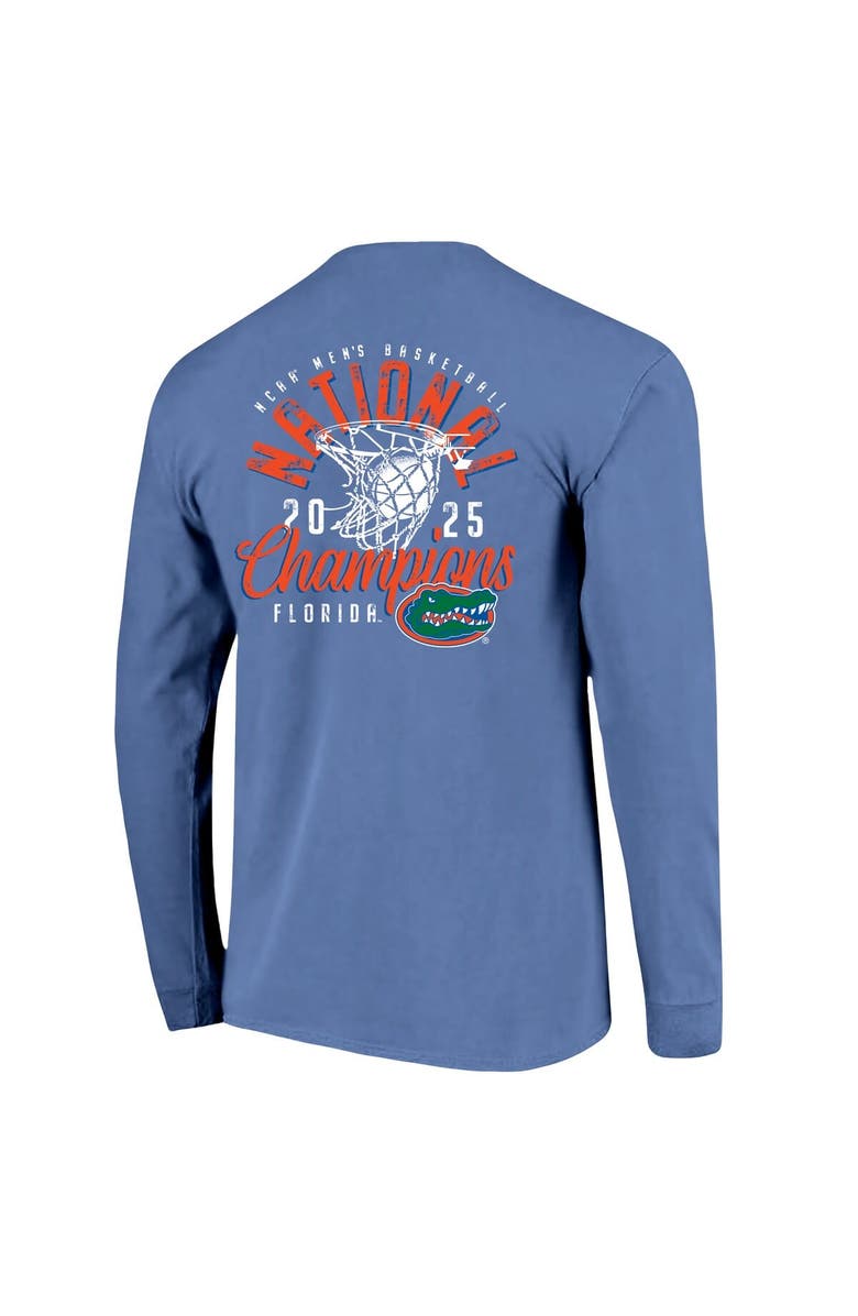 IMAGE ONE Men's Blue Florida Gators 2025 NCAA Men's Basketball National Champions Distressed Net Long Sleeve T-Shirt, Alternate, color, 