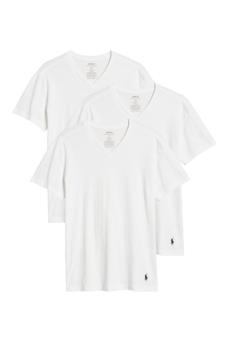 3-Pack Cotton V-Neck Undershirts, Alternate, color, WHITE