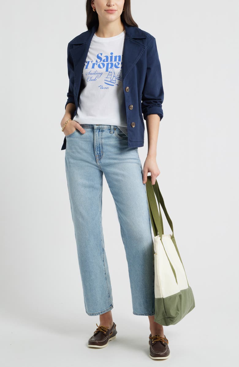 Caslon<sup>®</sup> Saint Tropez Cotton Graphic T-Shirt, Alternate, color, White Sailboat Tropez