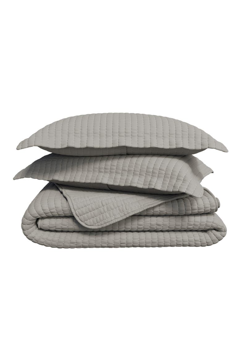 Channel Stitch Quilt Set, Main, color, LIGHT GRAY