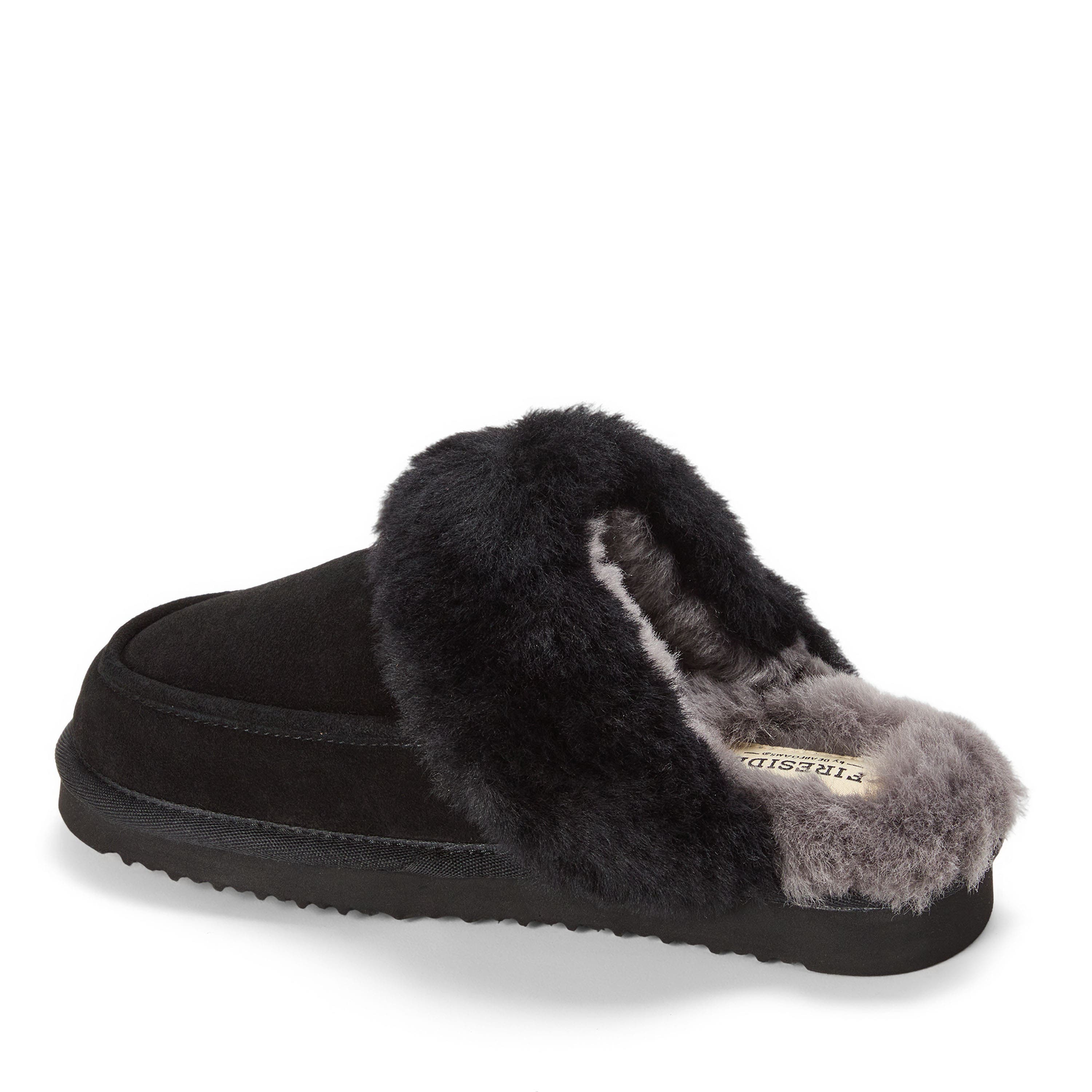 DEARFOAMS Fireside Melville Genuine Shearling Scuff Slipper, Alternate, color, Black