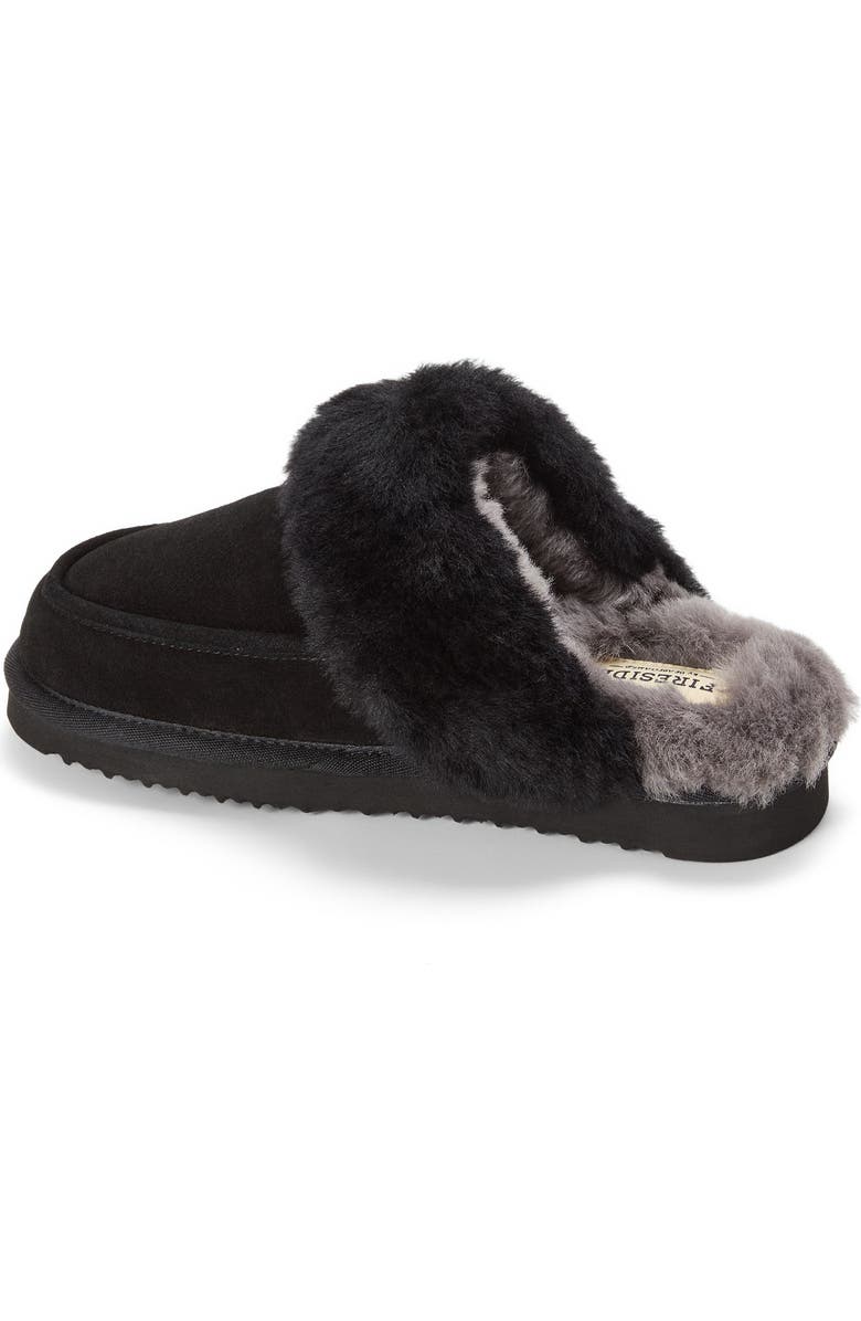 DEARFOAMS Fireside Melville Genuine Shearling Scuff Slipper, Alternate, color, Black