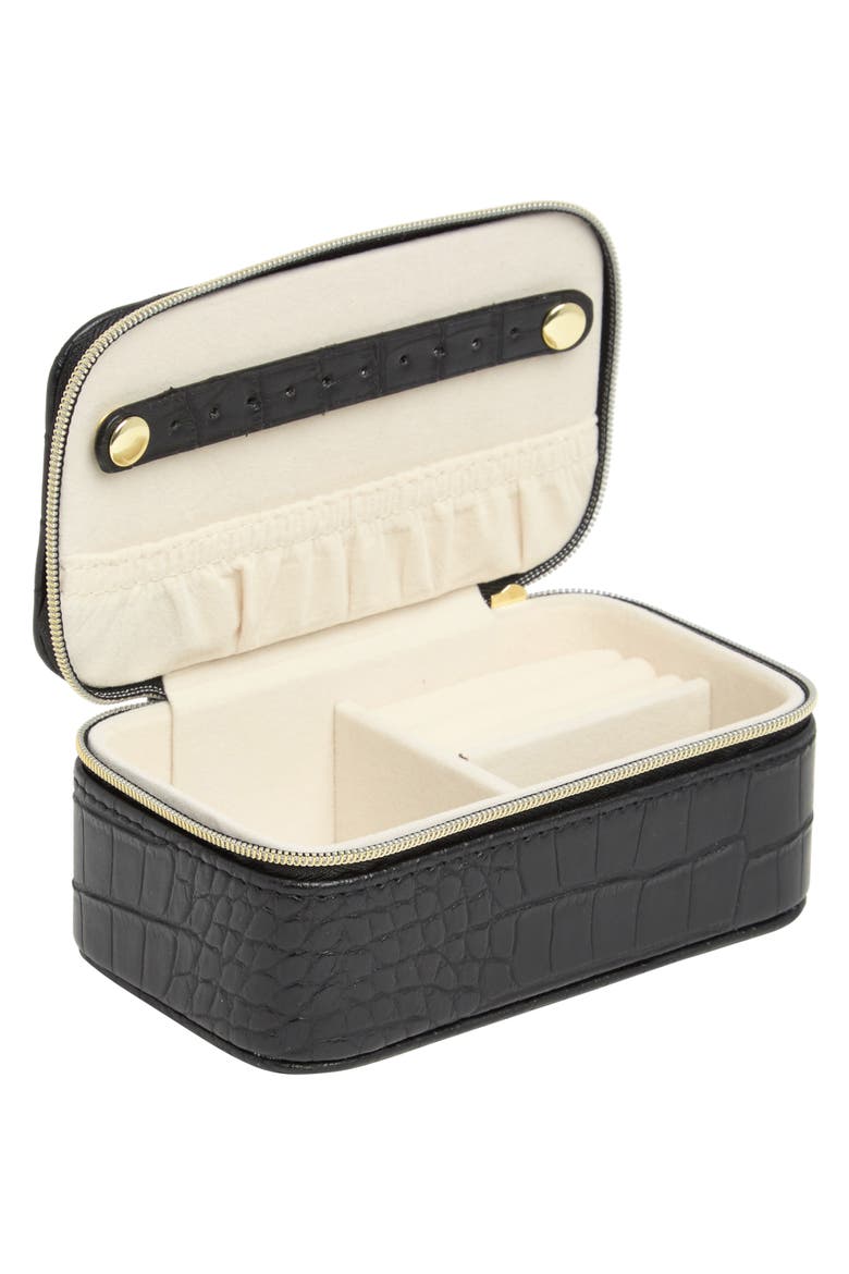 Small Rectangular Jewelry Box, Alternate, color, BLACK CROC