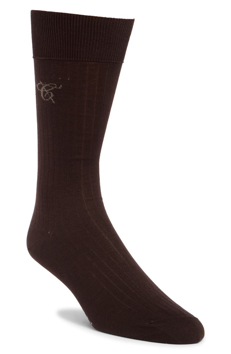 Canali Rib Cotton Dress Socks, Main, color, 
