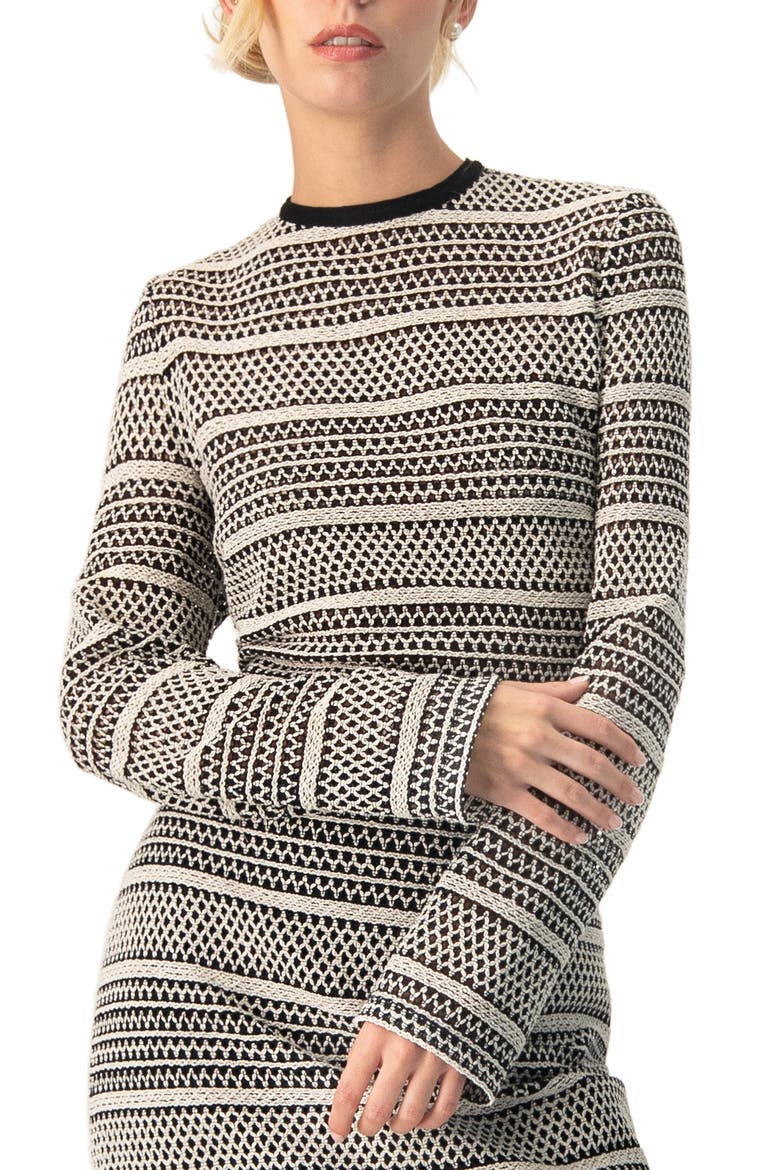 Long Sleeve Knit Crop Top, Main, color, Black
