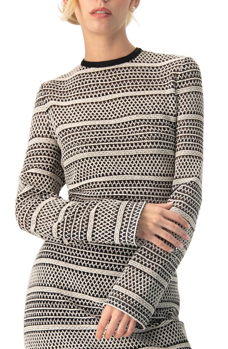 IVONNE Long Sleeve Knit Crop Top, Main, color, Black