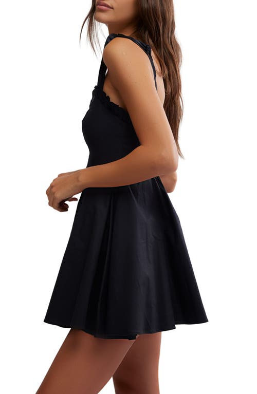 Free People Midnight Magic Mini Skater Dress In Black In Black Combo