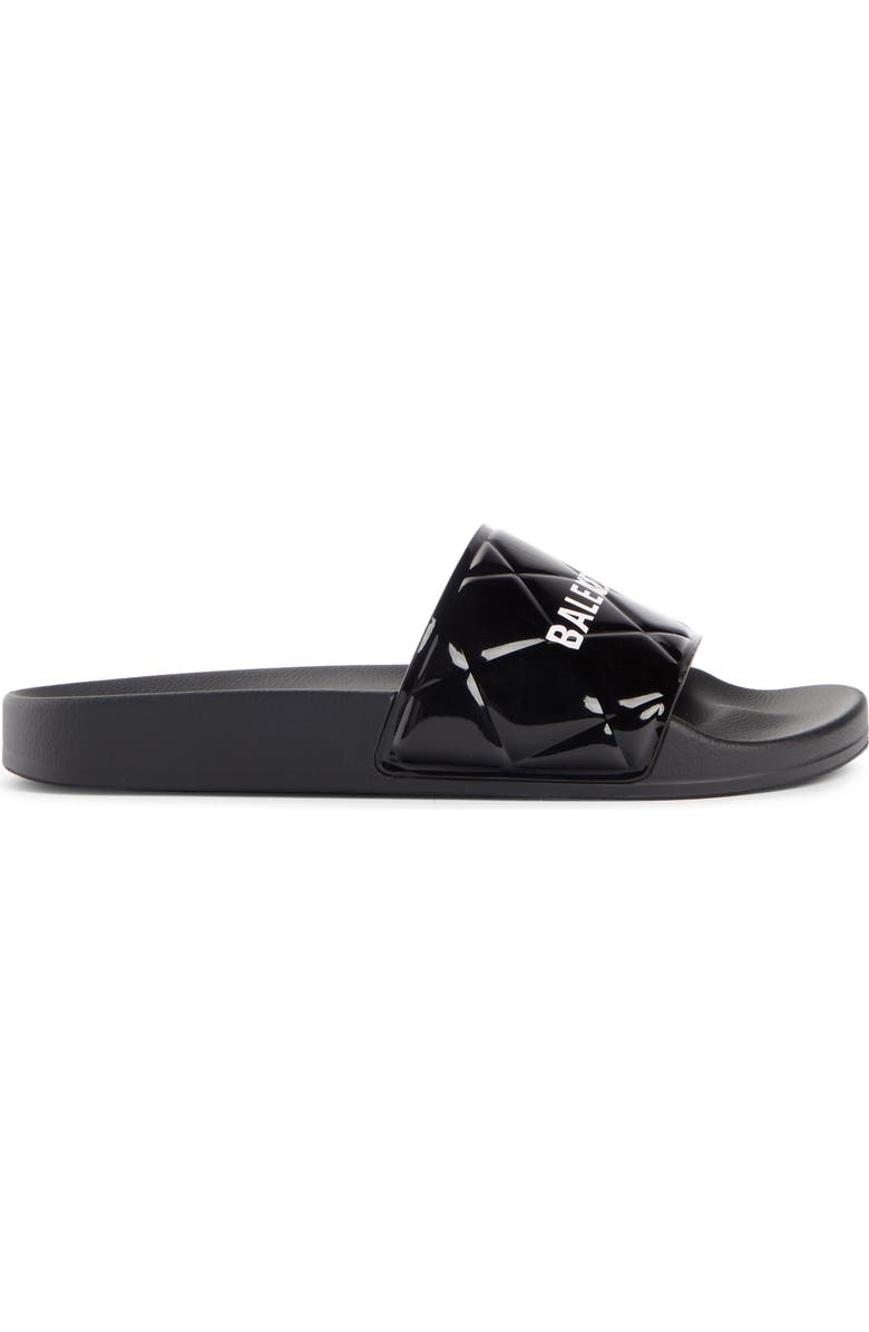 Balenciaga Patent Leather Slide Sandal, Alternate, color,