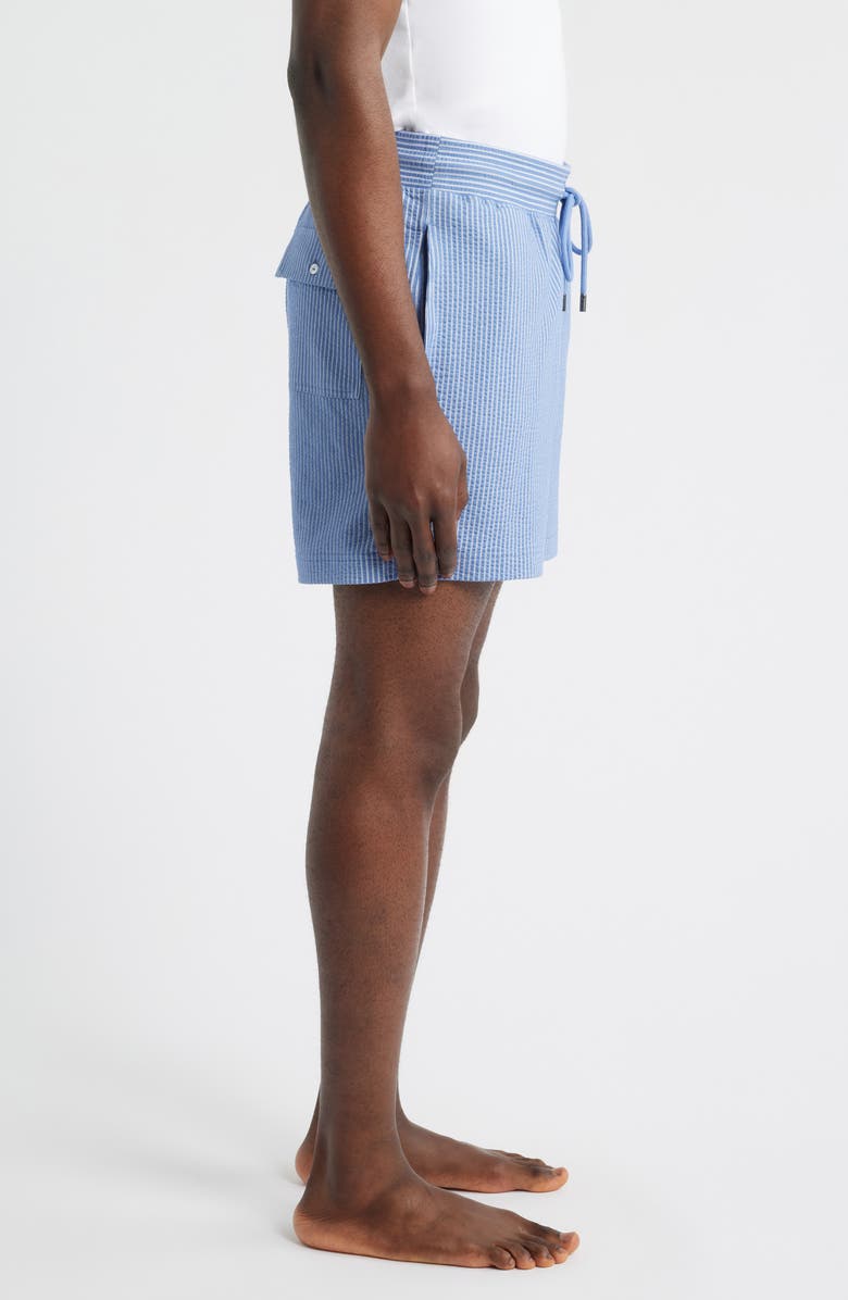 Daniel Buchler Pinstripe Seersucker Pajama Shorts, Alternate, color, Blue Stripe