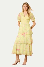 Oasis Lace Bodice Tiered Midi Dress