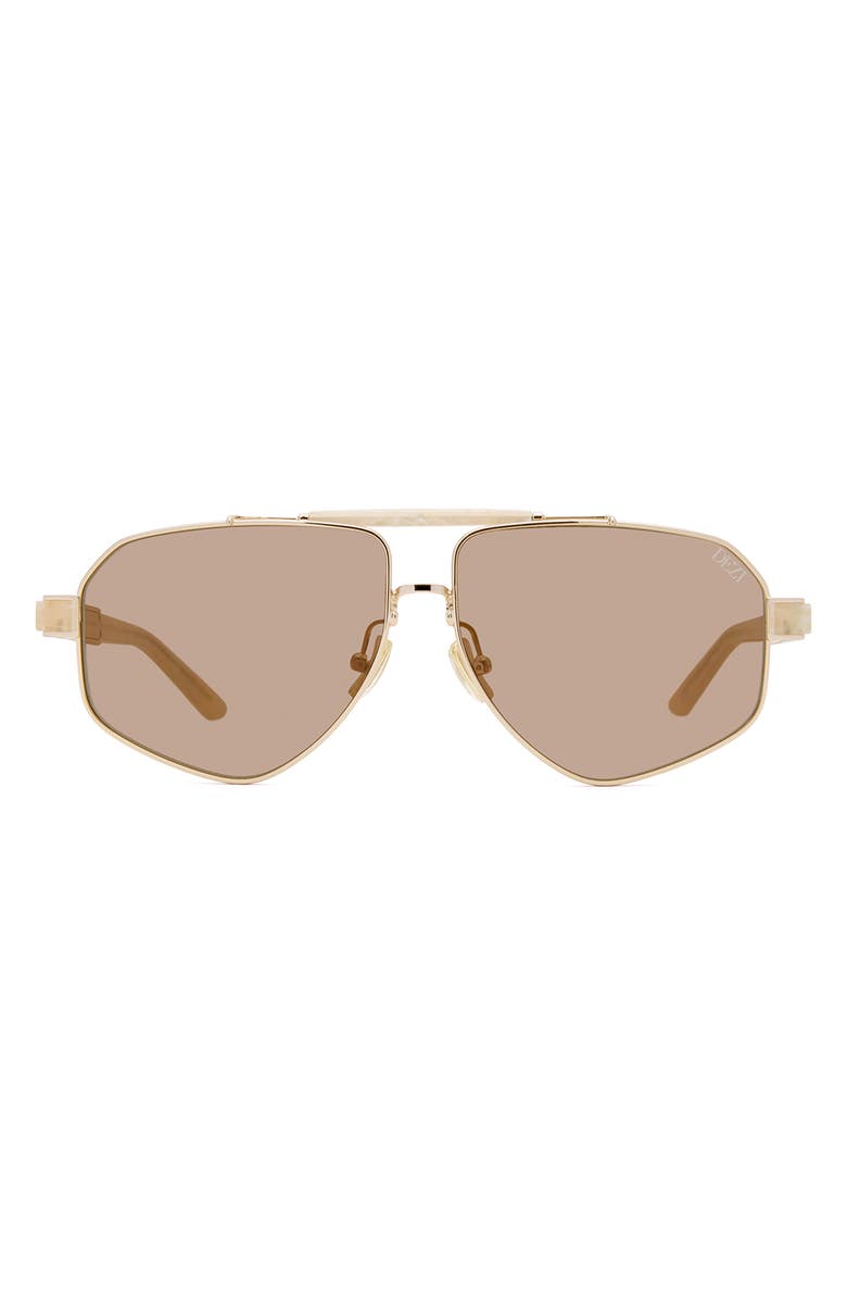 DEZI 6FT 62mm Oversize Aviator Sunglasses, Main, color, Gold / Limestone / Moss