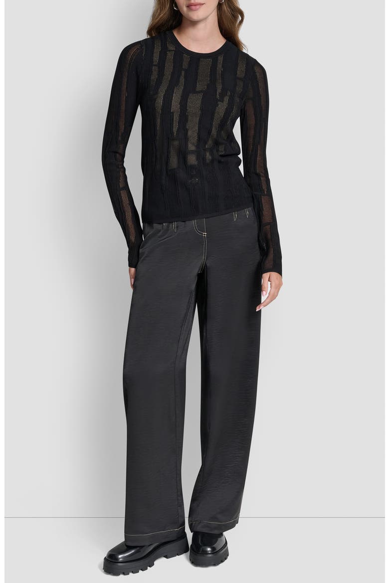 Mix Stitch Top, Alternate, color, BLACK/TRAVERTINE