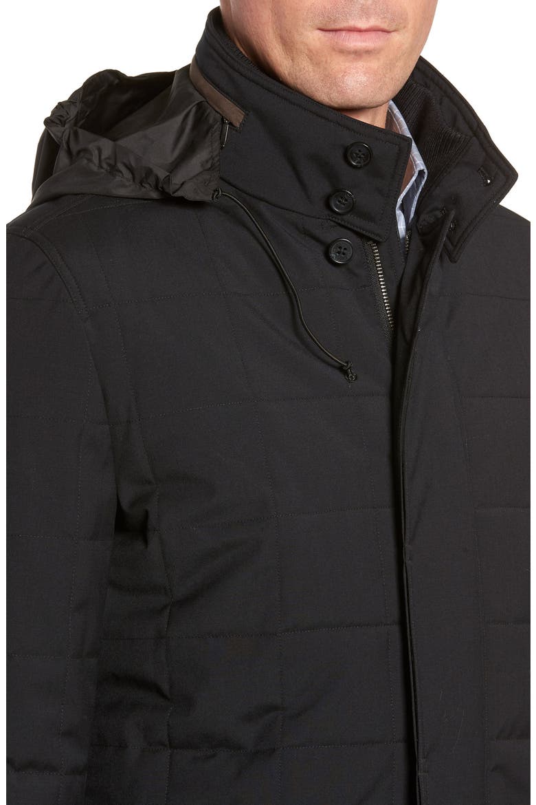 Quilted Car Coat, Alternate, color, BLACK