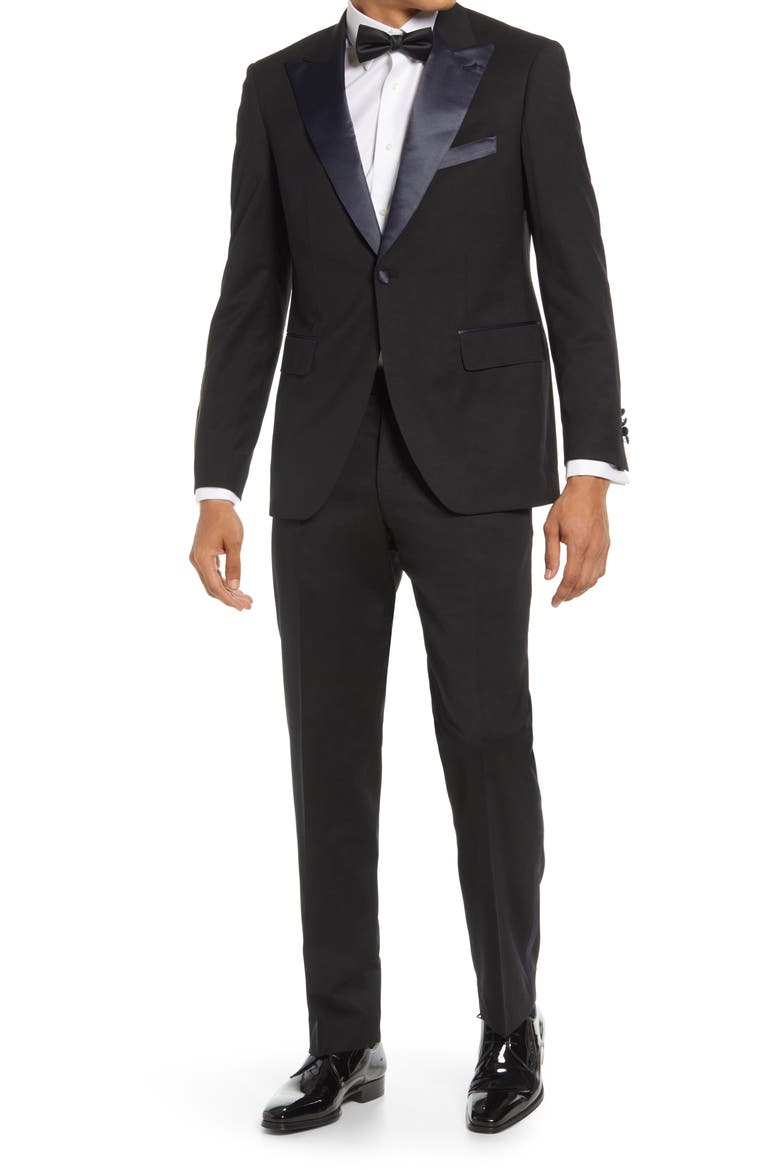 Sullivan Stretch Wool Tuxedo, Main, color, BLACK