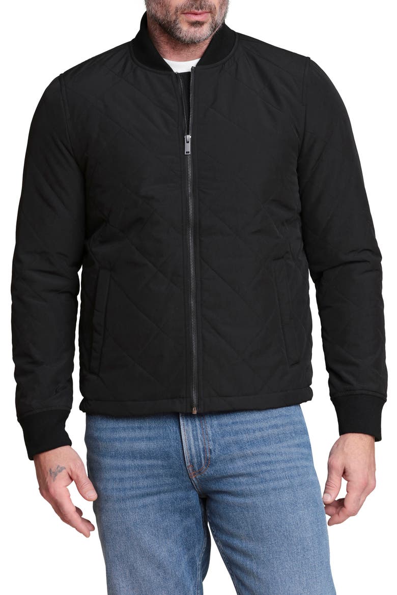 Quilted Bomber Jacket, Alternate, color, BLACK