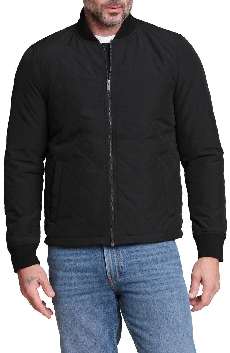 Bagatelle Quilted Bomber Jacket, Main, color, Black