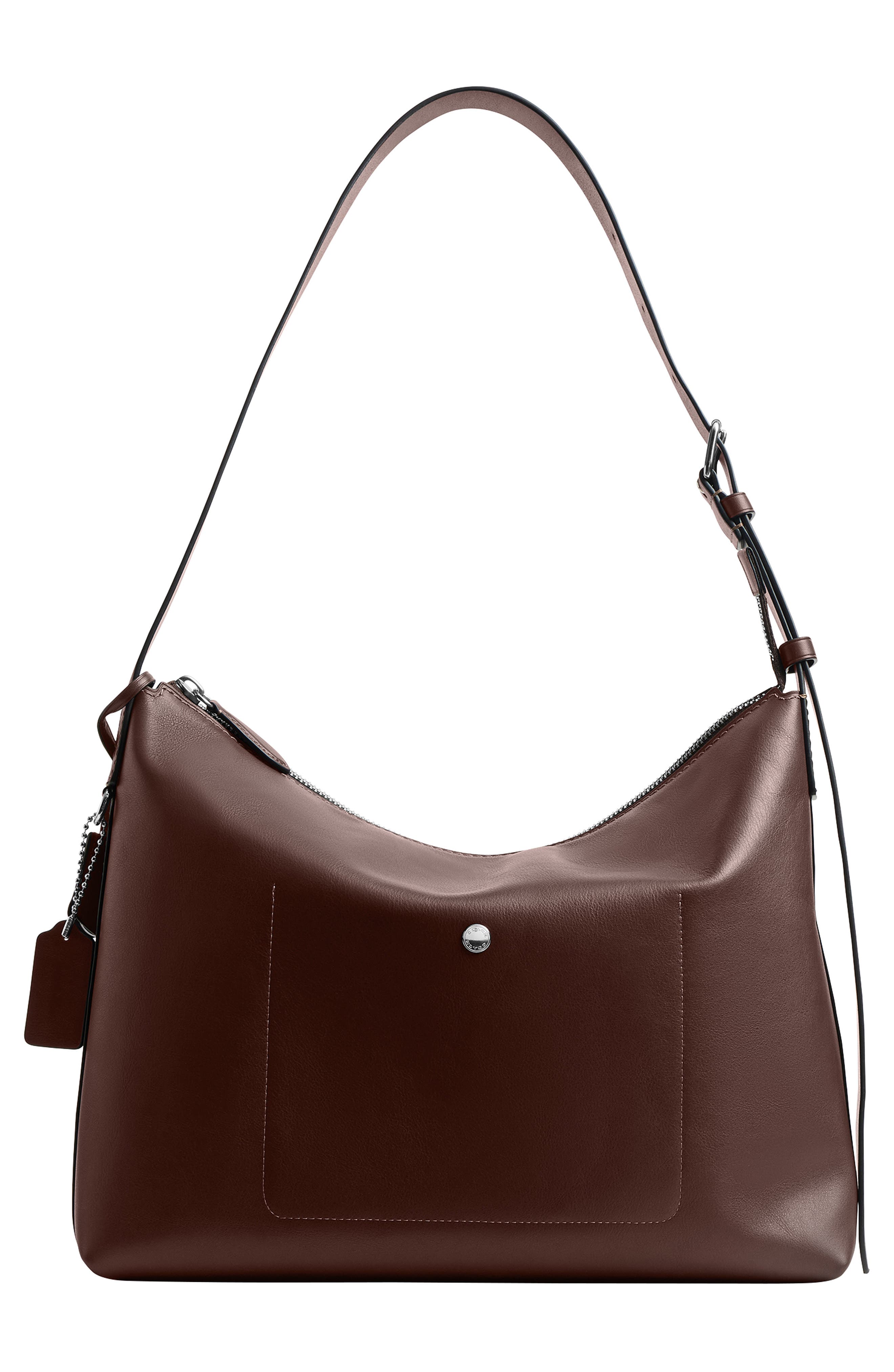 COACH Mott Leather Messenger Bag, Alternate, color, Maple