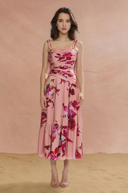 Amur Daniella Printed Viscose Midi In Pink