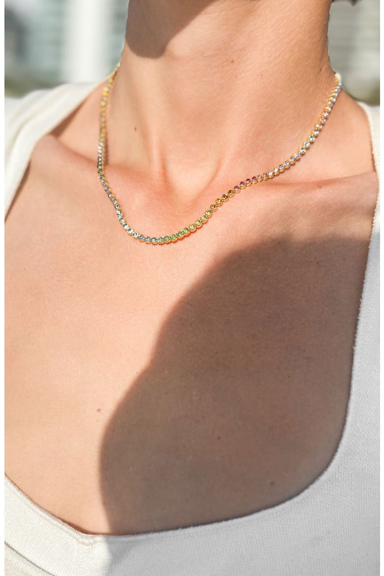 Rainbow Crystal Tennis Necklace, Alternate, color, GOLD MULTI