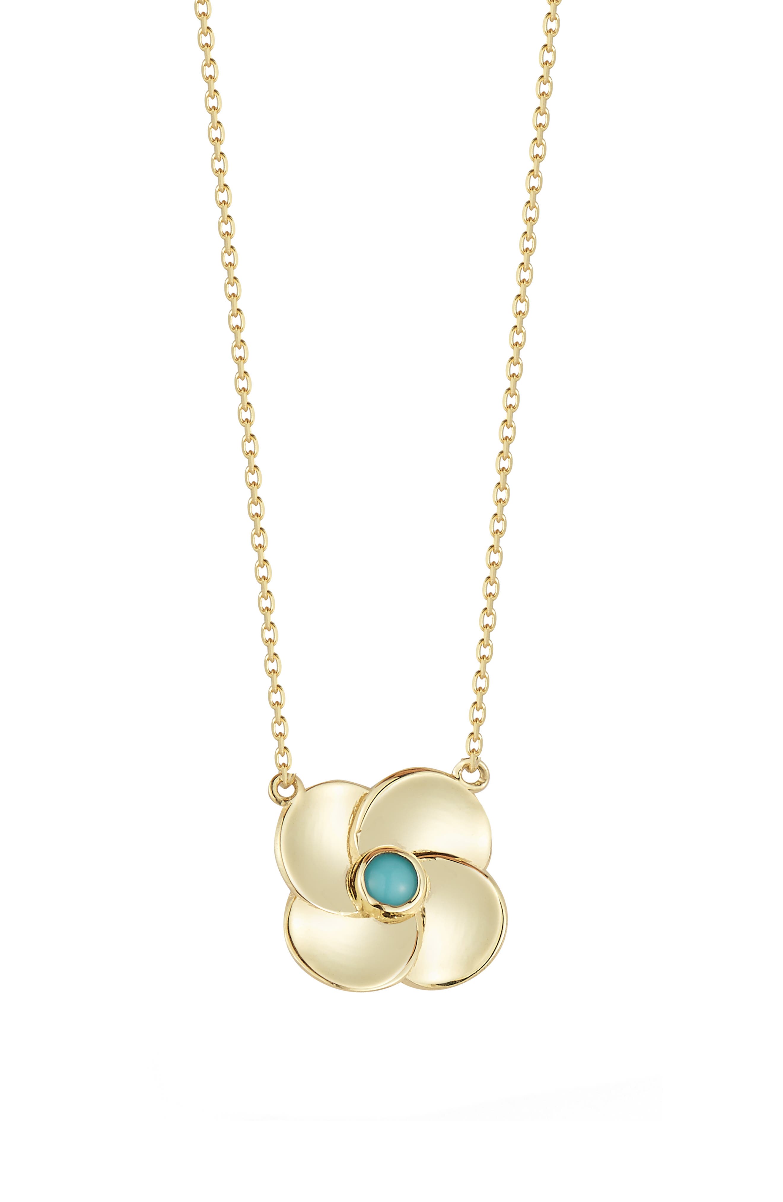 Ember Fine Jewelry 14k Gold Turquoise Flower Pendant Necklace