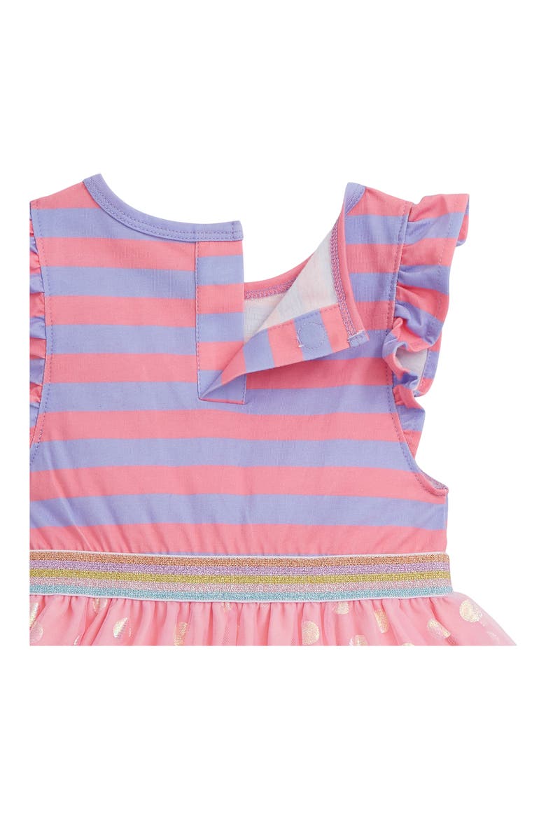 Kids' Shell Pink Stripe Flutter Sleeve Dress, Alternate, color, PINK