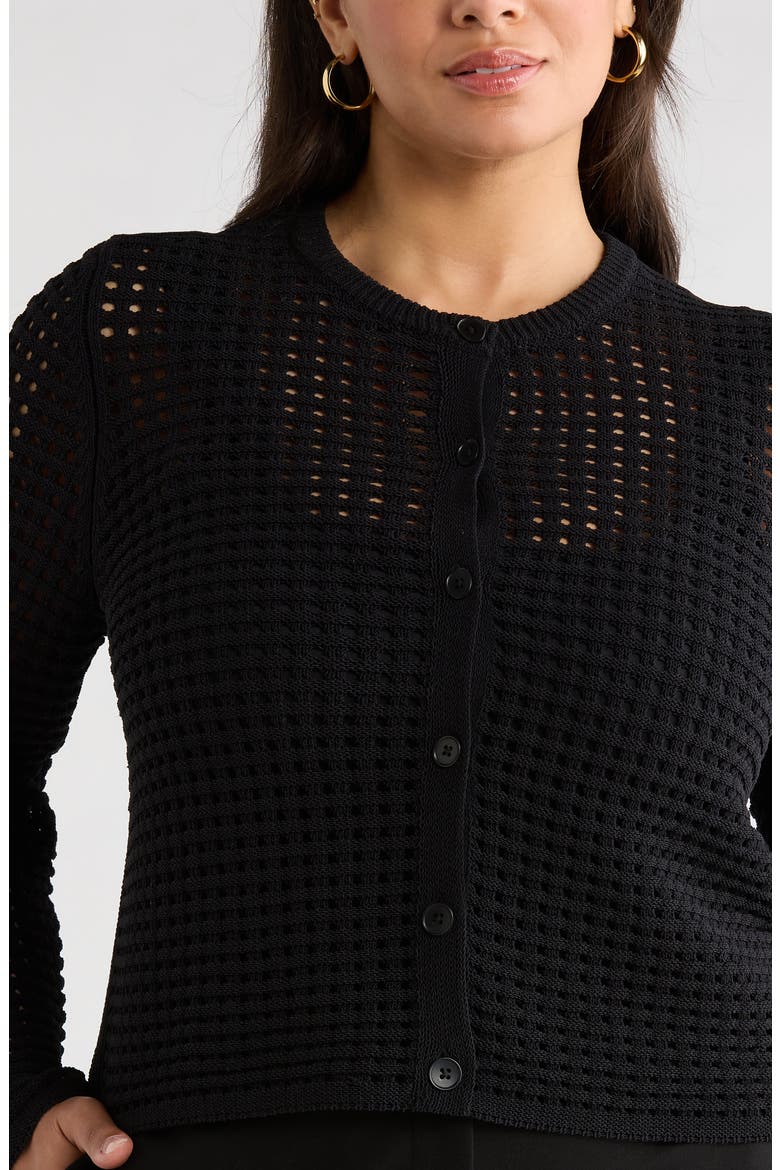 Open Stitch Cardigan, Alternate, color, BLACK