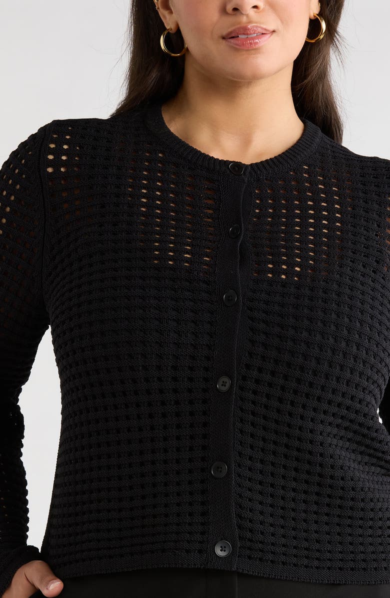 Nordstrom Open Stitch Cardigan, Alternate, color, Black