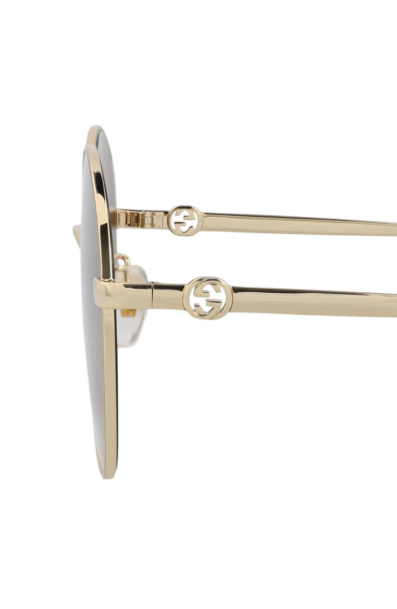 Gucci 59mm Round Sunglasses, Alternate, color, Gold Gold Brown