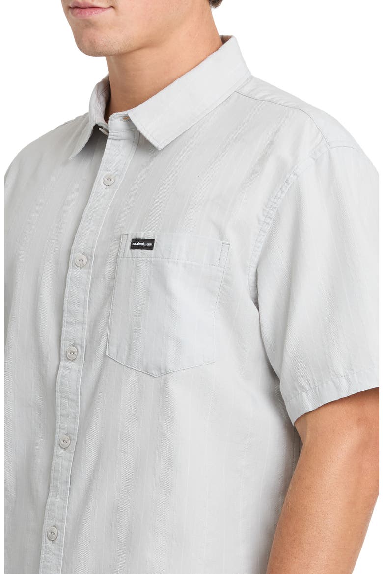 Dobby Stripe Classic Short Sleeve Cotton Button-Up Shirt, Alternate, color, MICRO CHIP