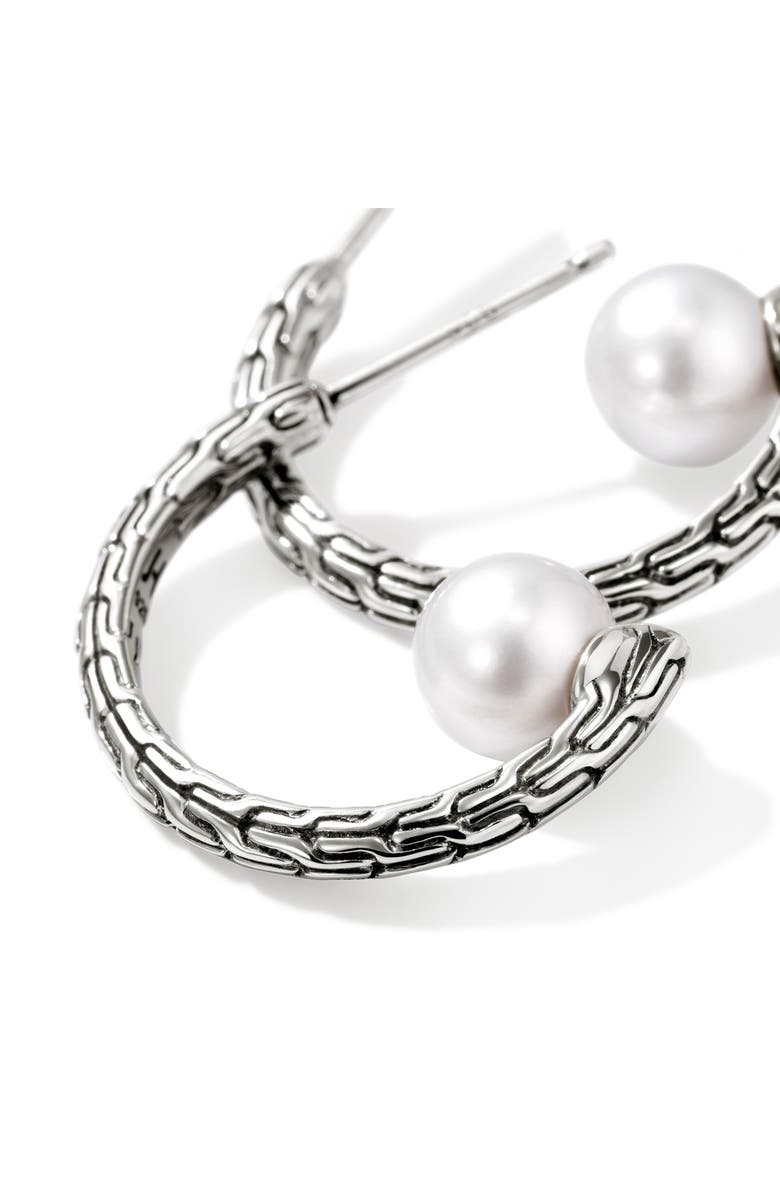 John Hardy JH Essentials Pearl Hoop Earrings, Sterling Silver, 20mm, Alternate, color, Silver/Pearl