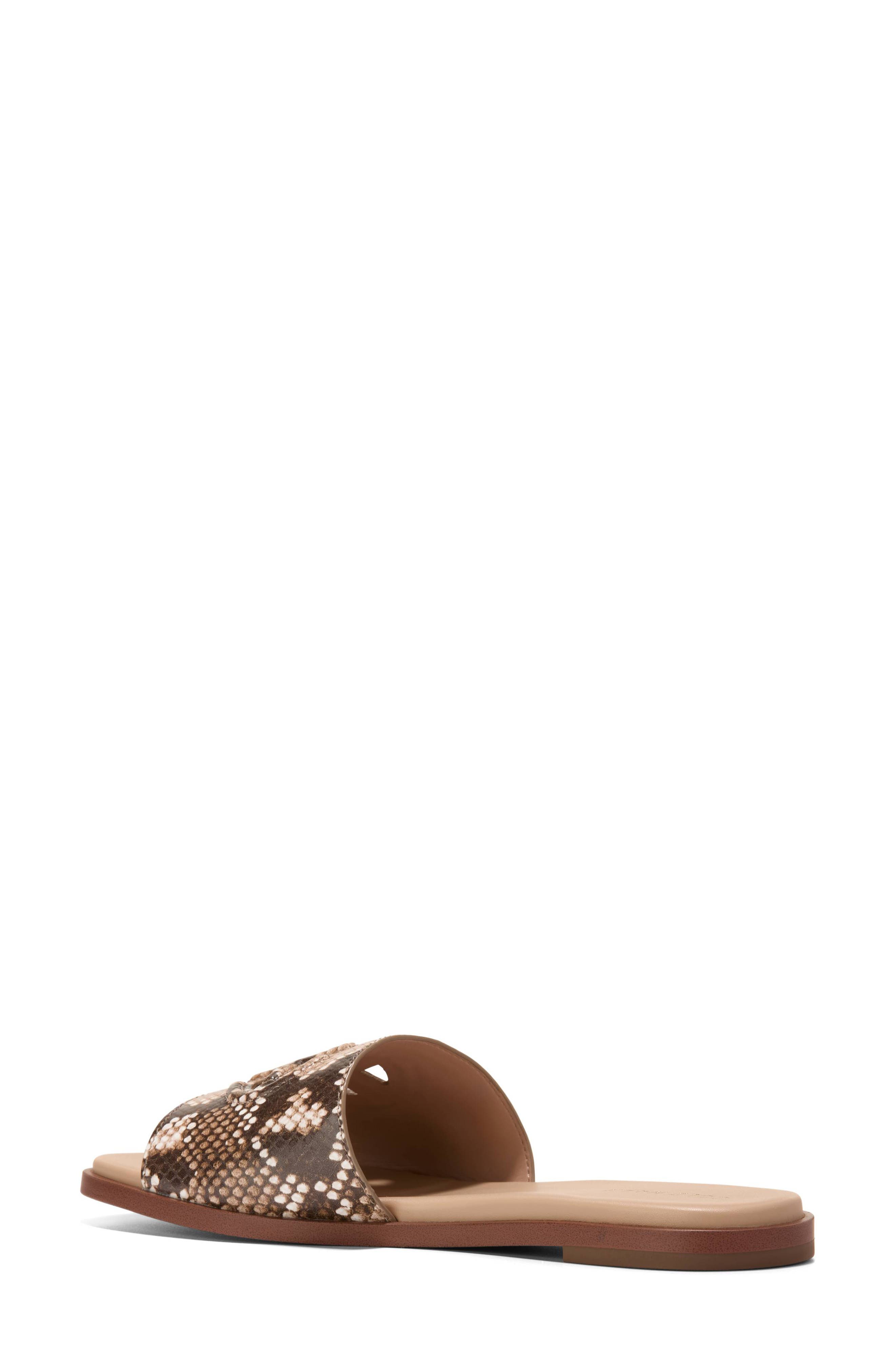 Flynn Logo Slide Sandal, Alternate, color, DUNE SNAKE PRINT LEATHER