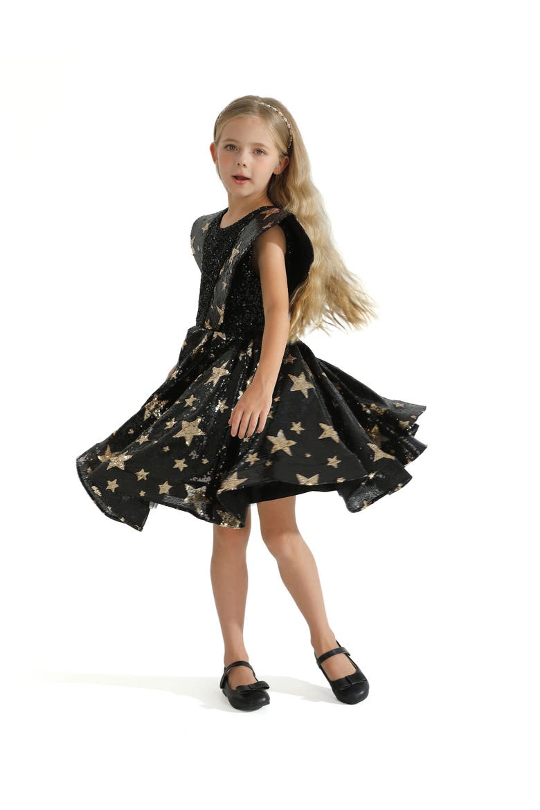 Starlit Rivior Dress, Alternate, color, Black