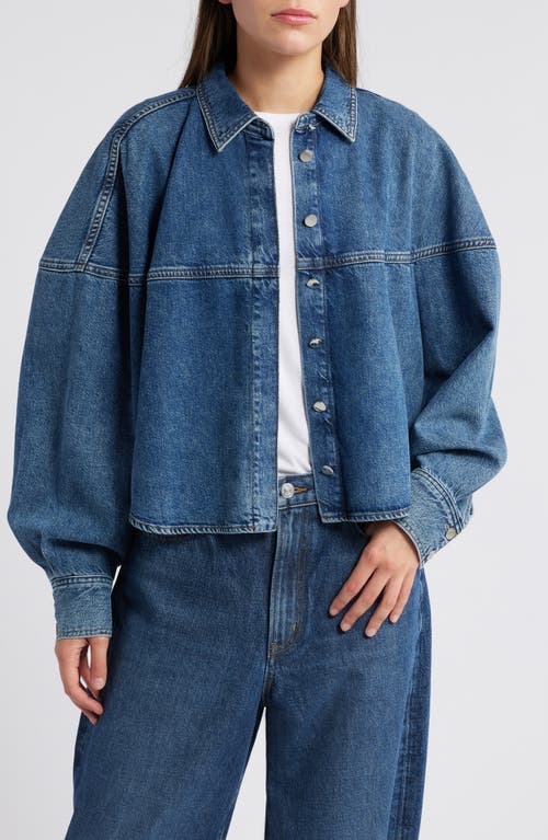 Frame Le Cropped Oversized Denim Jacket In Guardian
