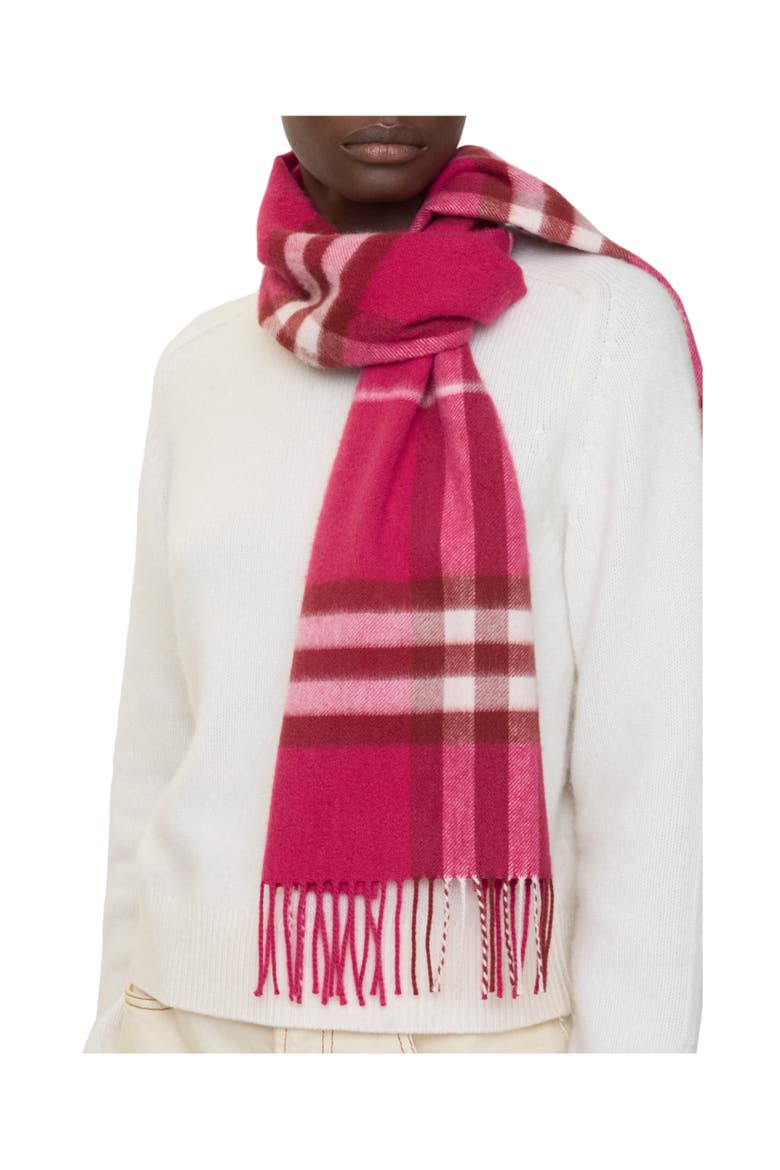 Check Cashmere Scarf, Alternate, color, Jam pink