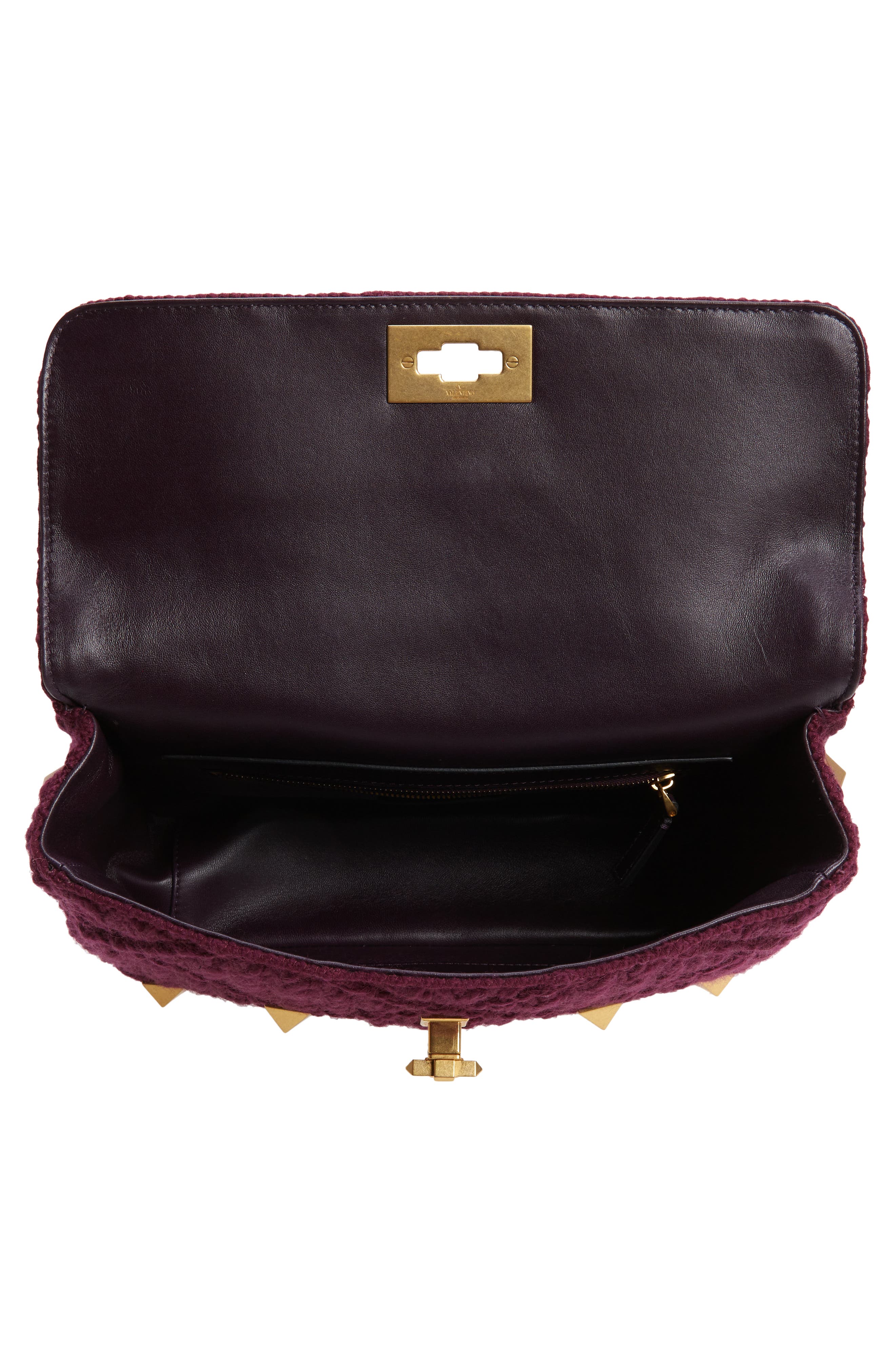 Valentino Garavani Large Roman Stud Knit Top Handle Bag, Alternate, color, 