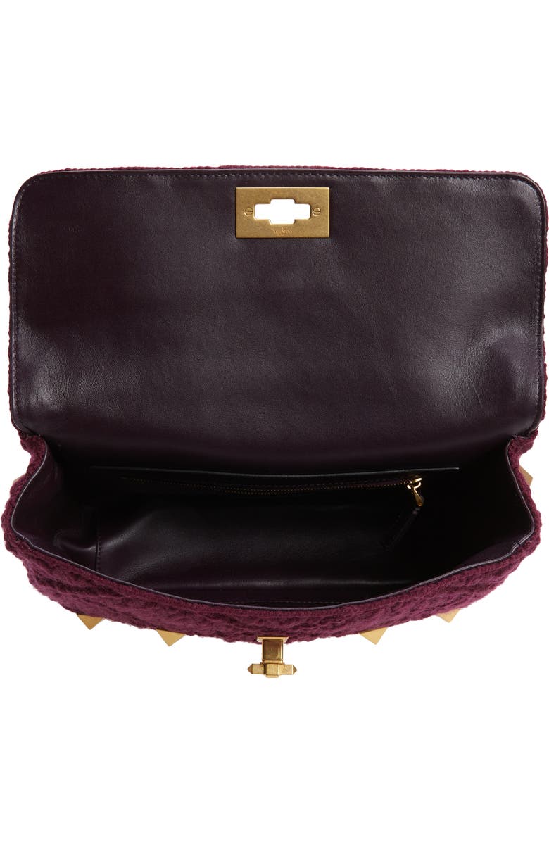 Valentino Garavani Large Roman Stud Knit Top Handle Bag, Alternate, color,