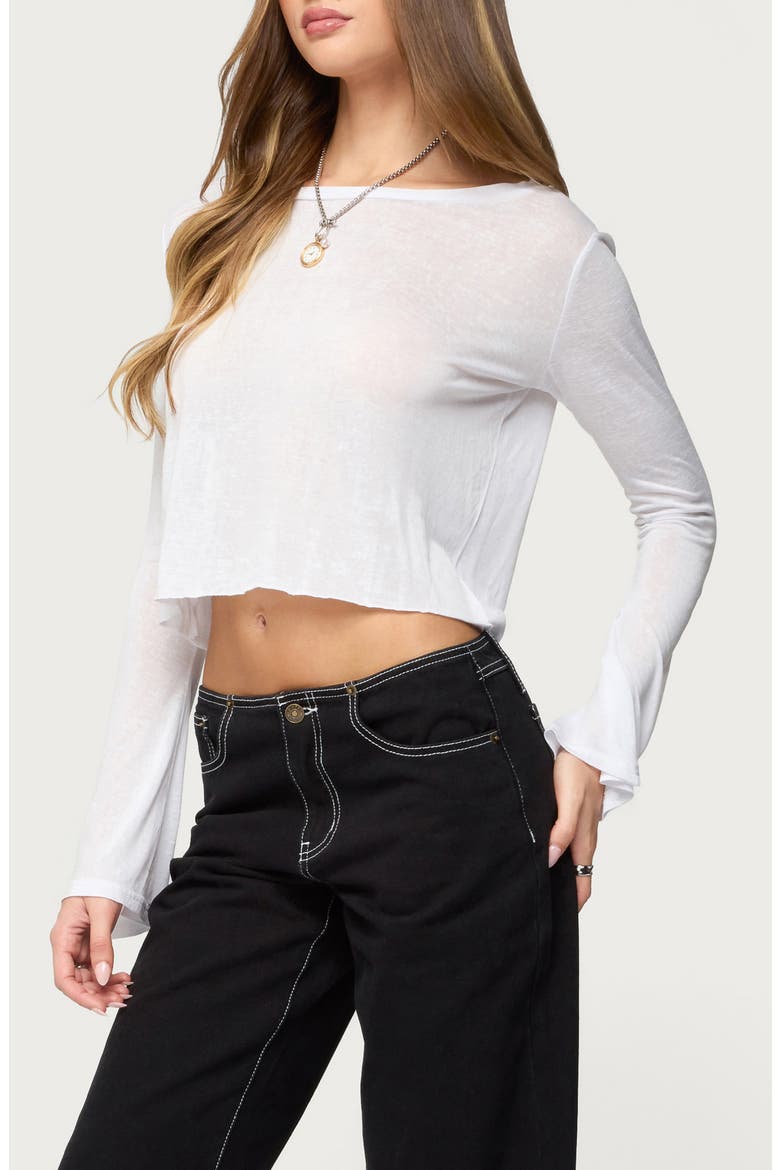 Catalena Sheer Long Sleeve Top, Alternate, color, WHITE